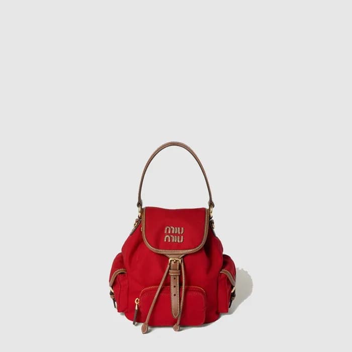 미우미우 여성 캔버스 가죽 백팩 - MiuMiu Womens Canvas Leather B… - 1