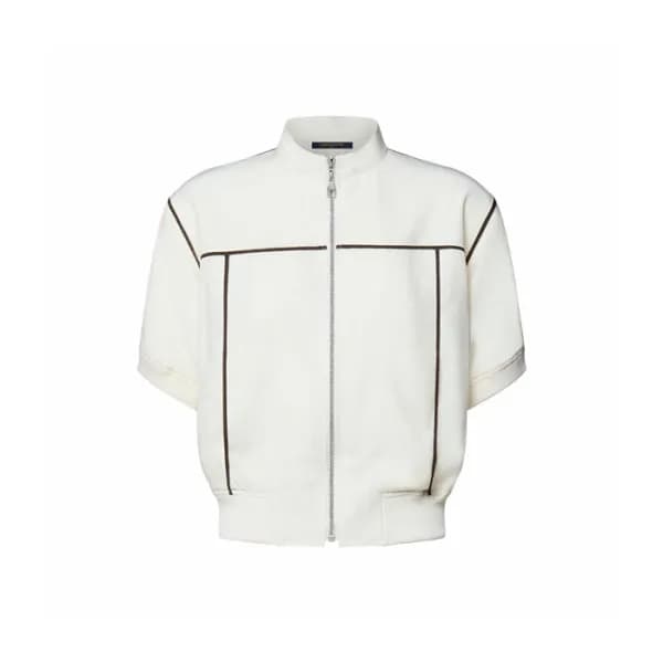 루이비통 여성 모노그램 포인트 반팔 봄버 재킷 - Louis vuitton Womens Monogram Accent Short-Sleeved Bomber Jacket - lvc16386x - 1