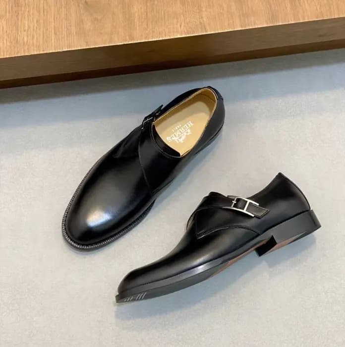에르메스 남성 블랙 구두- Hermes Unisex Black Shoes- he0030x - 1
