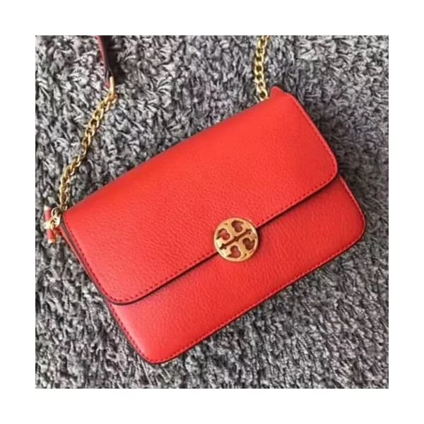 Tory Burch Leather Red Chelsea Chain Shoulder Bag,… - 1