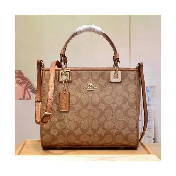 Coach Leather Tote Shoulder Bag,24cm - 코치 레더 토트 숄더… - 1