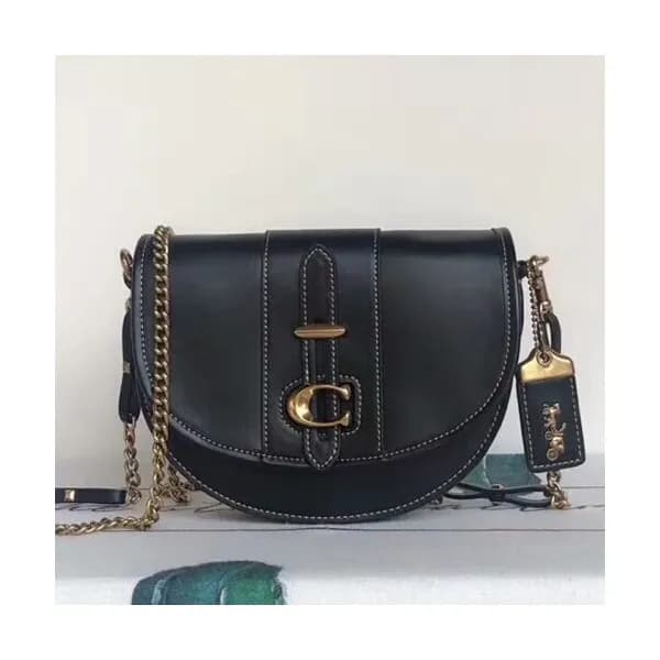 Coach Leather Saddle Shoulder Bag,20cm - 코치 레더 새들 … - 1