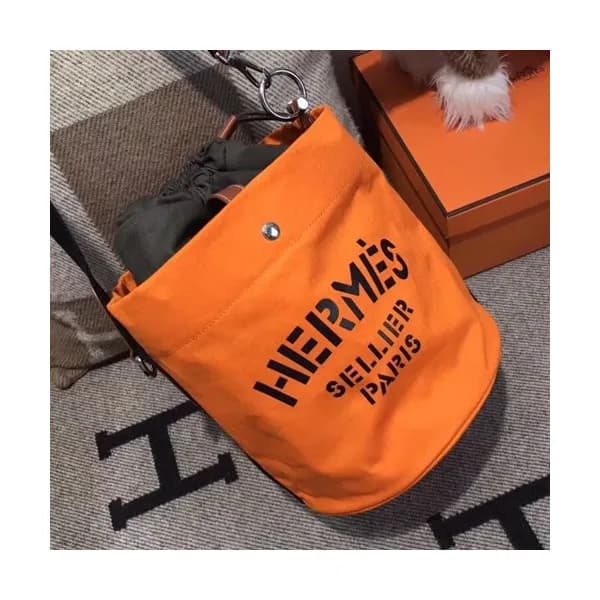Hermes Canvas Sac De Pansage Tote Shoulder Bucket … - 1