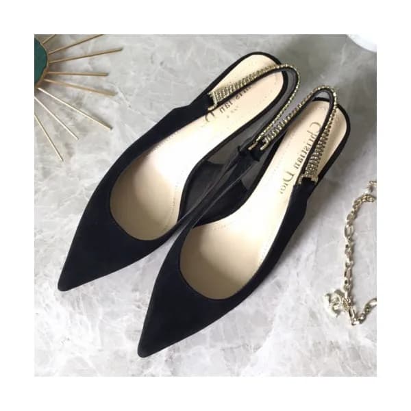 Christian Dior 2019 Womens Suede Strassy Middle-he… - 1
