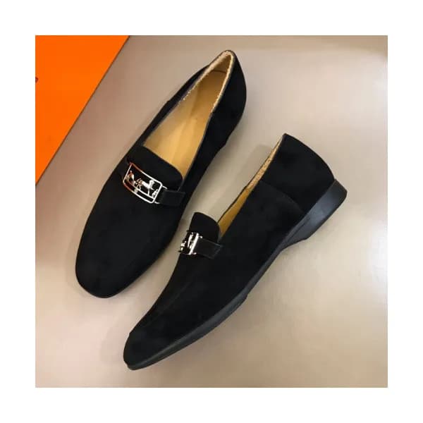 Hermes 2019 Mens Metal Logo Suede Loafer - 에르메스 남성… - 1