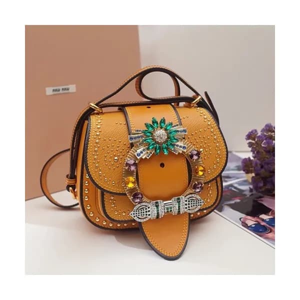 MiuMiu 2019 Lady Madras Stud Shoulder Cross Bag,20… - 1