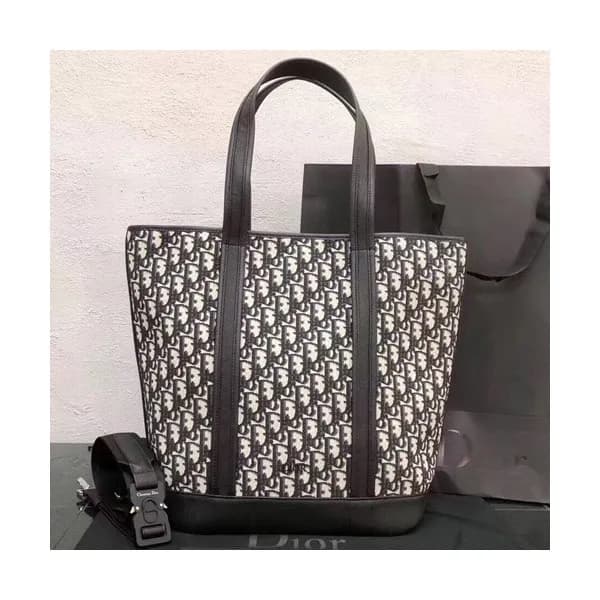 Dior 2019 Oblique Canvas & Leather Tote Shoulder S… - 1