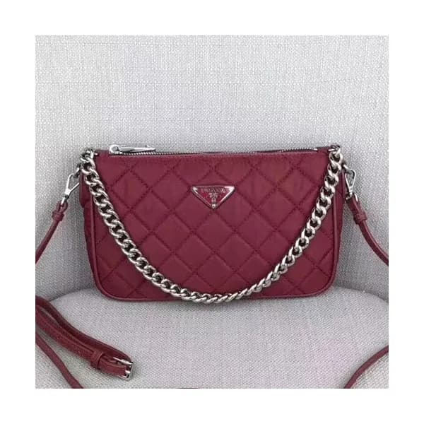 Prada 2019 Nylon Chain Tote Shoulder Cross Bag,22.… - 1