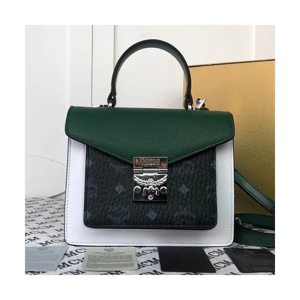 MCM 2019 Leather & Visetos Tote Shoulder Bag,21cm … - 1