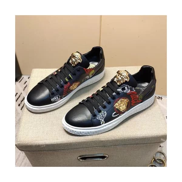 Versace 2019 Mens Leather Sneakers - 베르사체 2019 남성용… - 1
