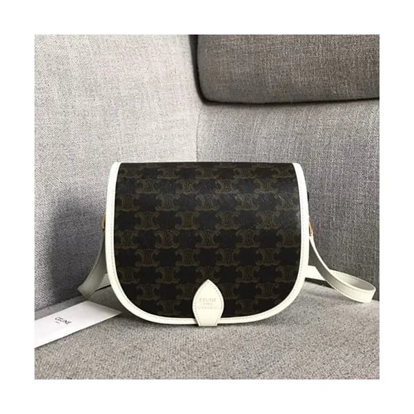 Celine 2020 Triomphe Canvas Folco Shoulder Bag,18C… - 1