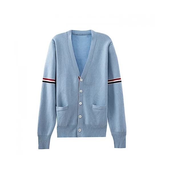 Thom Browne Mm/Wm Strap V-neck Cardigan Blue - 톰브… - 1