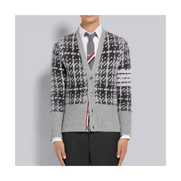 Thom Browne Mm/Wm Strap V-neck Cardigan Gray - 톰브… - 1