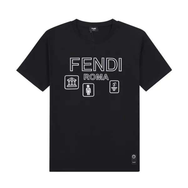 펜디 남성 크루넥 블랙 반팔티 - Mens Black Tshirts - fen01143x - 1