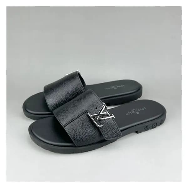 루이비통 남성 이니셜 블랙 슬리퍼 - Mens Black Slippers - lou0427… - 1
