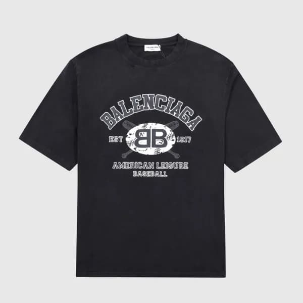 발렌시아가 남성 크루넥 블랙 반팔티 - Mens Black Tshirts - bal0149… - 1