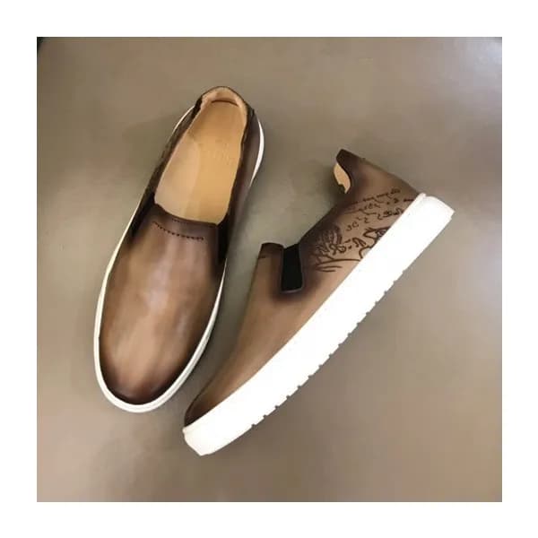 벨루티 남성 클래식 카멜 슬립온 - Mens Camel Slip-ons - ber0100… - 1