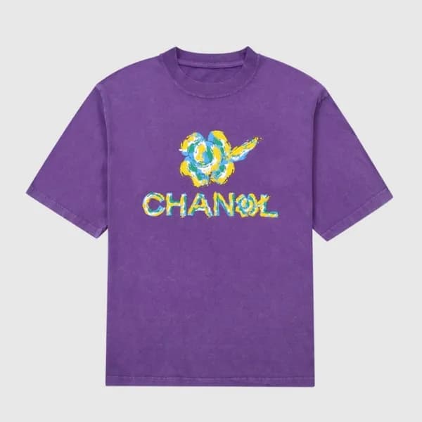 샤넬 남/녀 크루넥 퍼플 반팔티 - Unisex Purple Tshirts - chl090… - 1