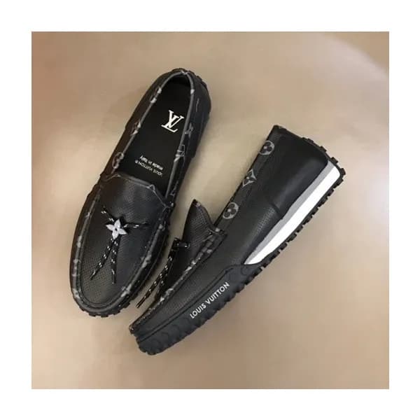 루이비통 남성 모노그램 블랙 로퍼 - Mens Black Loafer - lou05096x - 1