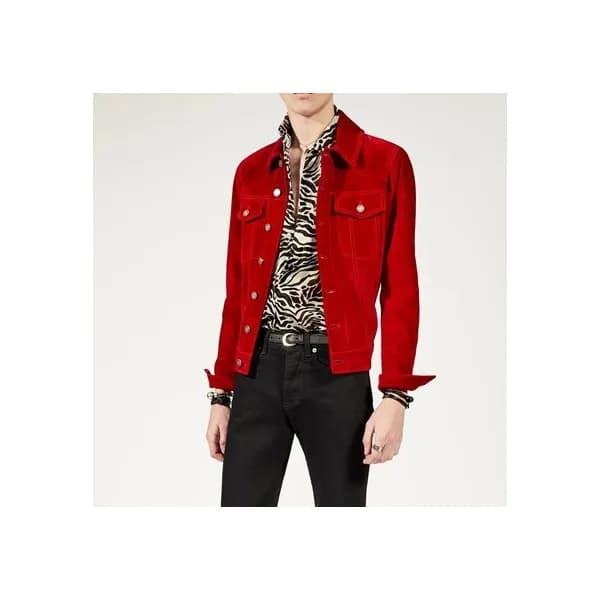 입생로랑 남성 레드 가죽 자켓 - Mens Red Jackets - ysl0133x - 1