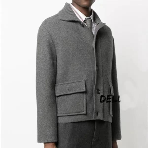 톰브라운 남성 그레이 폴로 가디건 - Thom Browne Mens Gray Cardiga… - 1