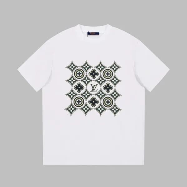 루이비통 남성 화이트 크루넥 반팔티 - Louis vuitton Mens White Tsh… - 1