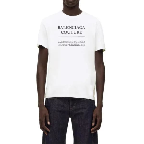 발렌시아가 남성 크루넥 화이트 반팔티 - Balenciaga Mens White Short… - 1