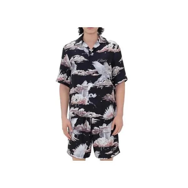 아미리 남성 블랙 반팔 셔츠 - Amiri Mens Black Short sleeved S… - 1