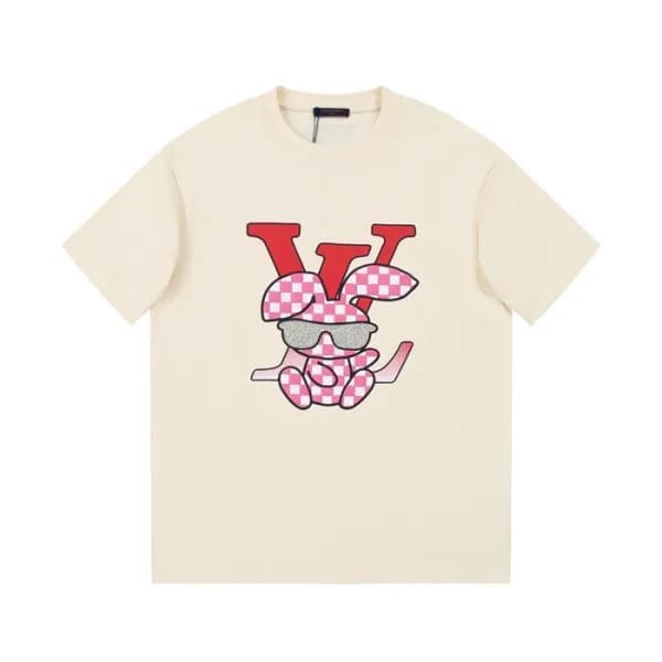 루이비통 남성 아이보리 크루넥 반팔티 - Louis vuitton Mens Ivory Sh… - 1