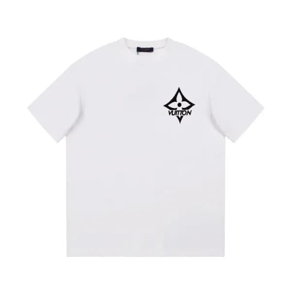 루이비통 남성 화이트 크루넥 반팔티 - Louis vuitton Mens White Sho… - 1