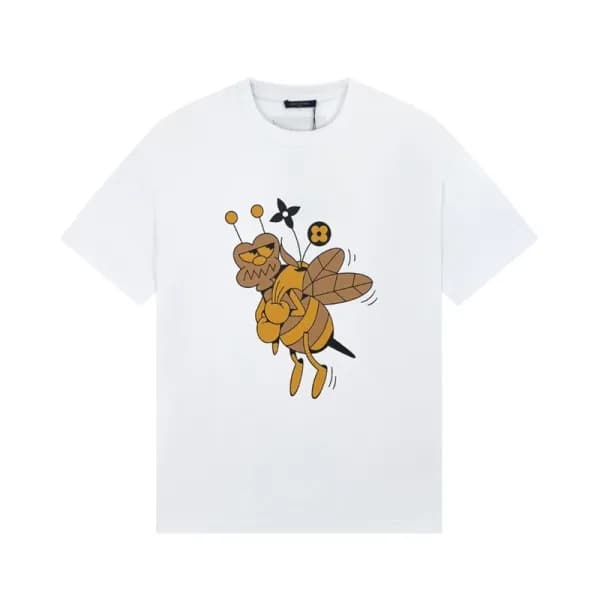 루이비통 남성 화이트 크루넥 반팔티 - Louis vuitton Mens White Sho… - 1