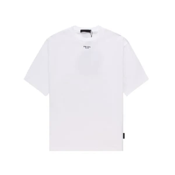 프라다 남성 크루넥 화이트 반팔티 - Prada Mens White Short sleeve… - 1