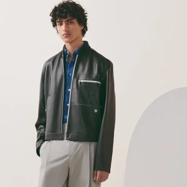 에르메스 남성 블랙 가죽 자켓 - Hermes Mens Black Jackets - her… - 1