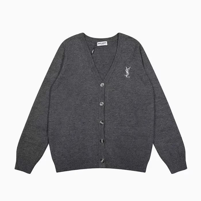 입생로랑 남성 그레이 브이넥 가디건 - Saint laurent Mens Gray Card… - 1