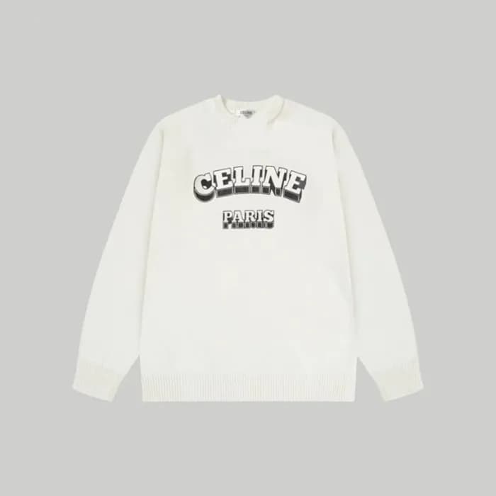 셀린느 남성 크루넥 화이트 니트 - Celine Mens White Knits - ce28… - 1