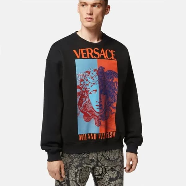 베르사체 남성 블랙 크루넥 맨투맨- Versace Mens Black Tshirts - v… - 1