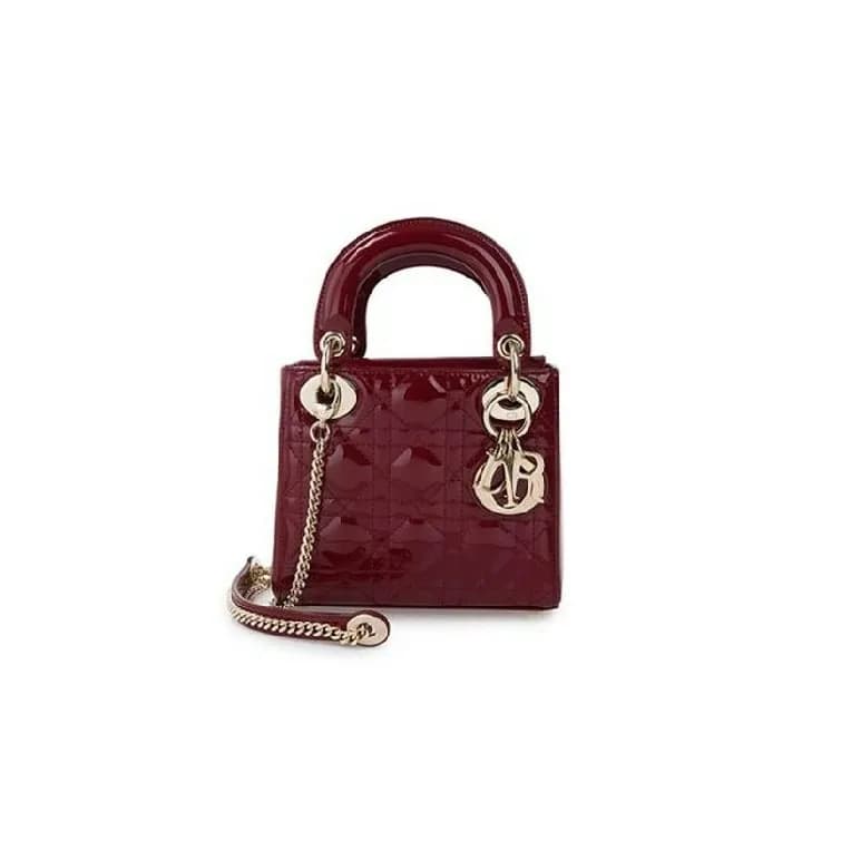 디올 여성 체리 레드 페이턴트 까나쥬 레이디백 미니 - Dior Cherry Patents… - 1