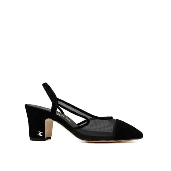 샤넬 여성 미들힐 슬링백 - Chanel Womens Black Slingback - ch… - 1