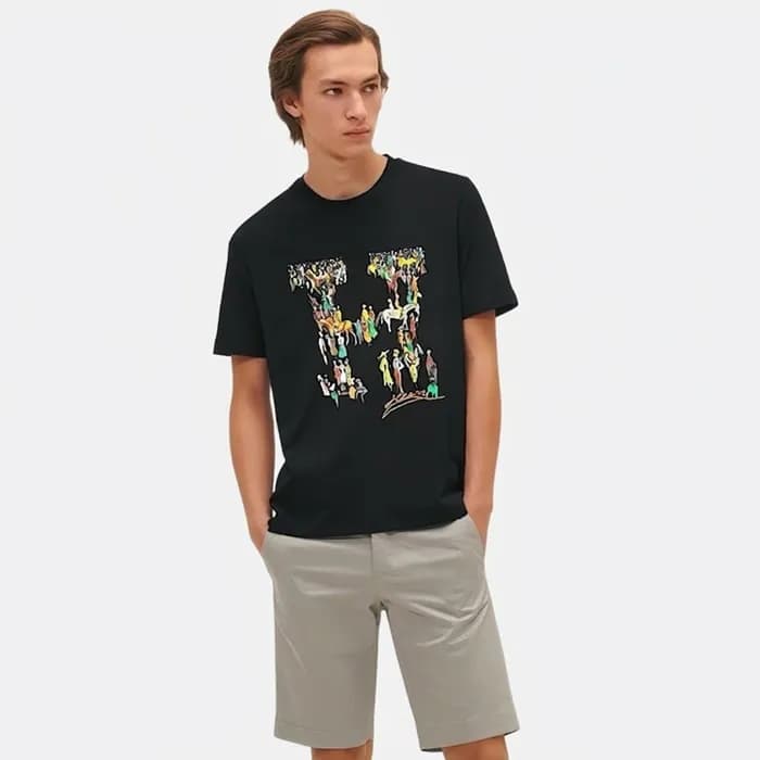 에르메스 남성 라운드 반팔티 - Hermes Mens Round Tshirt - hec13… - 1