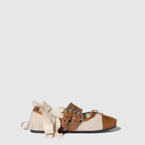 미우미우 여성 레더 발레리나 - Miu Miu Womens Leather Ballerina… - 1