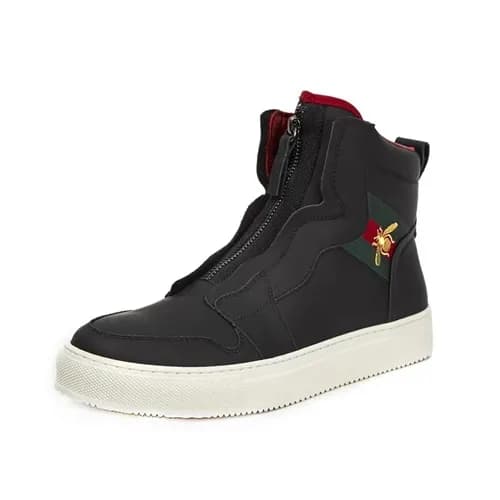 GUCCI 2018 MENS LEATHER HONEY BEE ANKLE SKEAKERS -… - 1