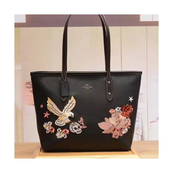 Coach Leather Tote Shoulder Bag,29cm - 코치 레더 토트 숄더… - 1
