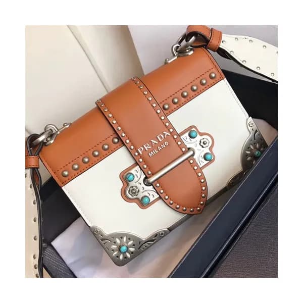 Prada Cahier Leather Shoulder Bag,20cm - 프라다 카이에 레… - 1