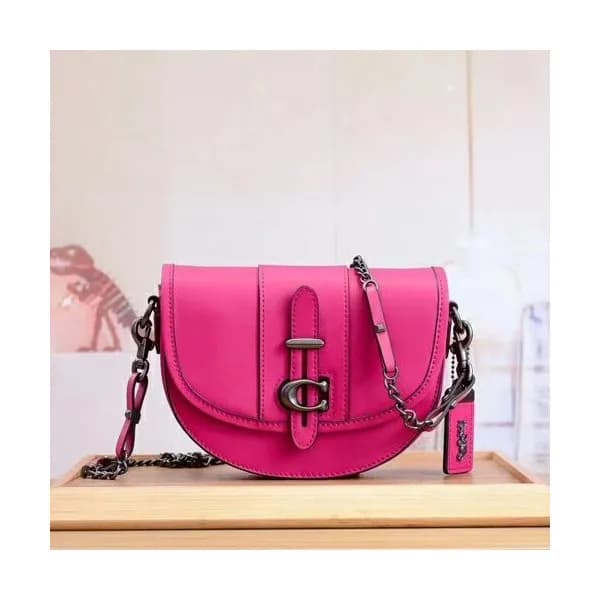 Coach Leather Saddle Shoulder Bag,20cm - 코치 레더 새들 … - 1