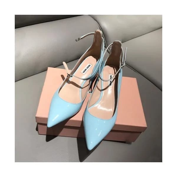 Miumiu 2019 Ladies Leather Middle-heel Slingback- … - 1