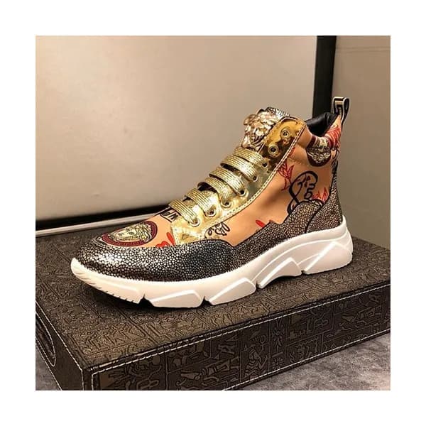 Versace 2019 Mens Leather Sneakers - 베르사체 2019 남성용… - 1