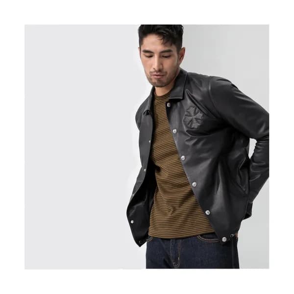 Chrome Hearts 2019 Mens Logo Casual Leather Jacket… - 1