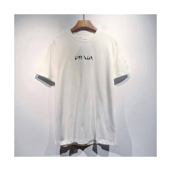 Prada Mens Basic Logo Short Sleeved Tshirts White… - 1