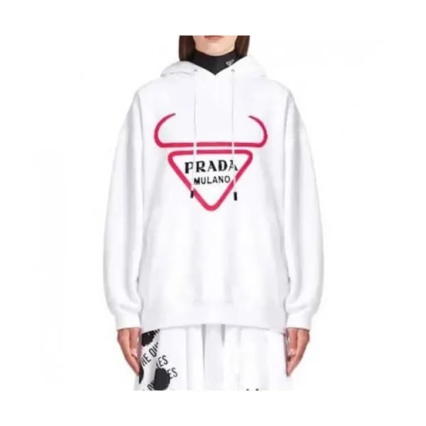 Prada Mm/Wm Casual Cotton Hoodie White - 프라다 2021… - 1