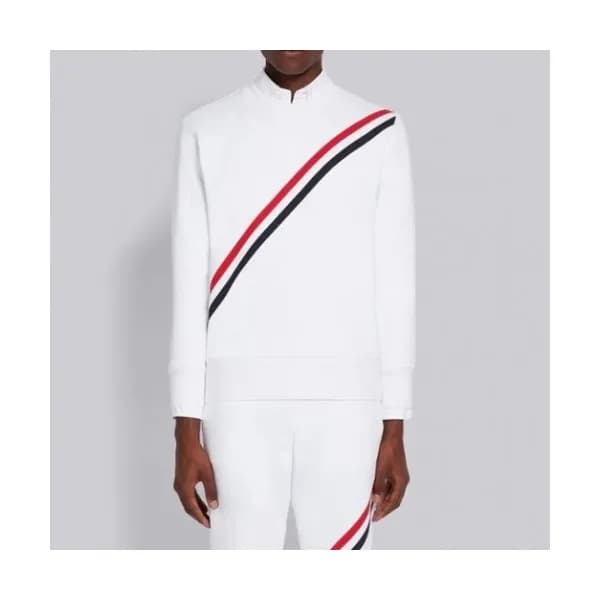 Thom Browne Mens Strap Crew-neck Cotton Tshirts W… - 1